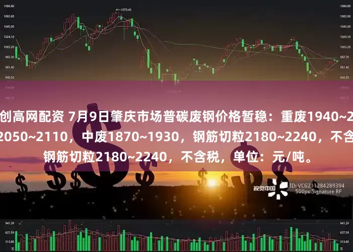 创高网配资 7月9日肇庆市场普碳废钢价格暂稳：重废1940~2000，一级破碎料2050~2110，中废1870~1930，钢筋切粒2180~2240，不含税，单位：元/吨。